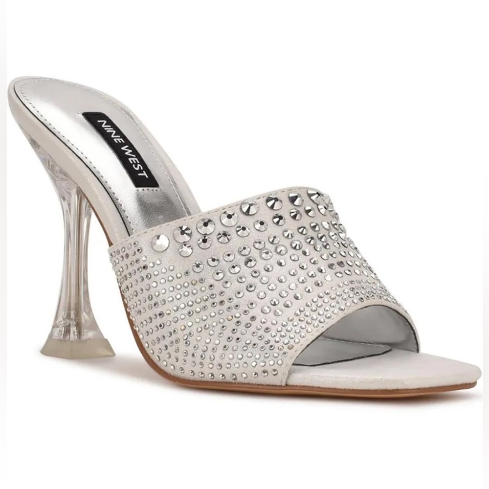 Nine West Women's ZipTip Rhinestone Heeled Slide Sandals